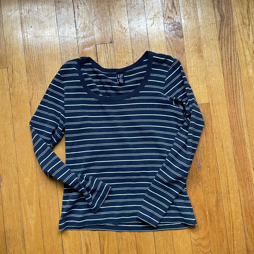 90s•Y2K•GAP 100% Cotton Striped Long Sleeve Tee